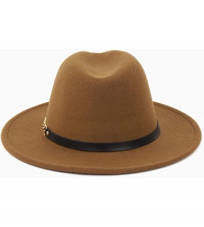 Fedoras Women's Fedoras Belt Buckle Fedora Panama Hat - Khaki - CK18KOT2RSE $17.42