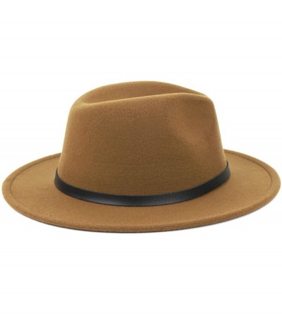 Fedoras Women's Fedoras Belt Buckle Fedora Panama Hat - Khaki - CK18KOT2RSE $17.42