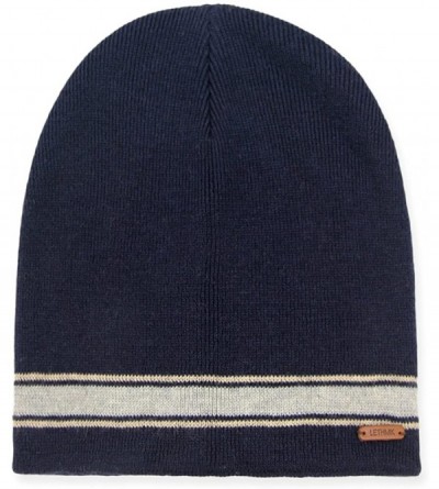 Skullies & Beanies Merino Wool Daily Beanie-Unisex Warm Soft Winter Hat Unique Knit Skull Cap - Navy - CY186HIH84C $10.59