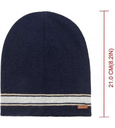 Skullies & Beanies Merino Wool Daily Beanie-Unisex Warm Soft Winter Hat Unique Knit Skull Cap - Navy - CY186HIH84C $10.59