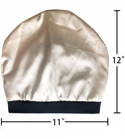 Skullies & Beanies Satin Lined Sleep Cap Cotton Slap Hat Slouchy Beanie Night Bonnet - Black+dark Gray - CU18Z5RD7K6 $15.74
