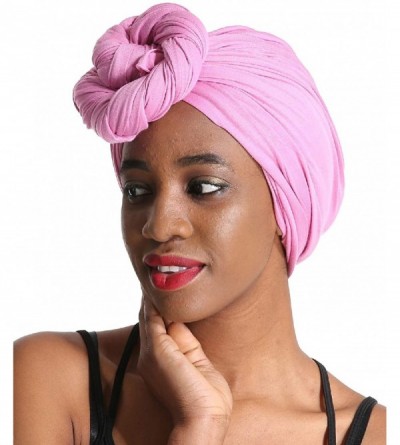 Headbands Solid Color Head Wrap & Scarf - Stretch Jersey Knit Hair Wrap- Long Turbans - Dark Pink - CQ18QRITHM8 $11.89