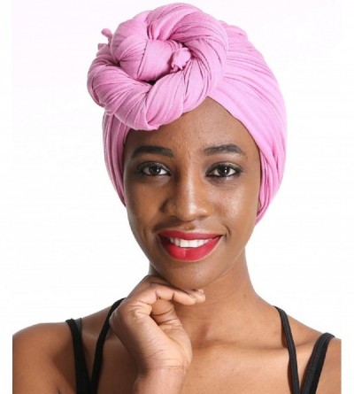 Headbands Solid Color Head Wrap & Scarf - Stretch Jersey Knit Hair Wrap- Long Turbans - Dark Pink - CQ18QRITHM8 $11.89