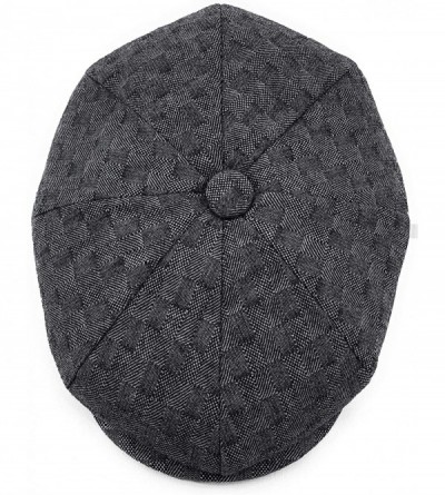 Newsboy Caps Classic Men's Wool Herringbone Newsboy Cap Driving Cabbie Tweed Applejack Golf Hat - 3052-black Tile - C1193USYI...