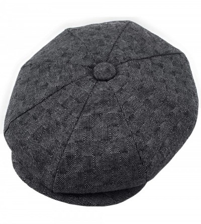 Newsboy Caps Classic Men's Wool Herringbone Newsboy Cap Driving Cabbie Tweed Applejack Golf Hat - 3052-black Tile - C1193USYI...