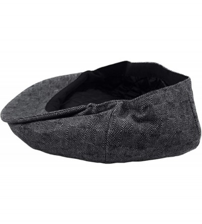 Newsboy Caps Classic Men's Wool Herringbone Newsboy Cap Driving Cabbie Tweed Applejack Golf Hat - 3052-black Tile - C1193USYI...