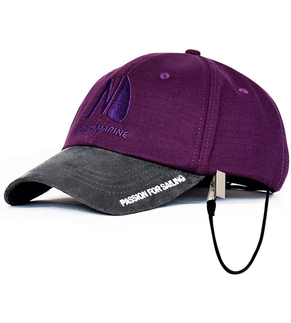 Baseball Caps Men's Sailing Cap for Men Women UV Race Hat with Retainer Clip - Purple - CQ18L0W8S3M $7.93