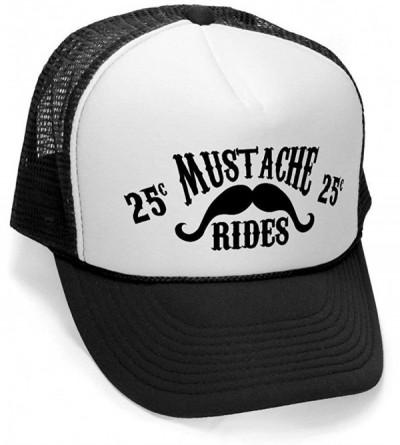 Baseball Caps Mustache Rides - Funny Joke Party Gag Mesh Trucker Cap Hat- Black - CK11K7JOJ67 $8.10