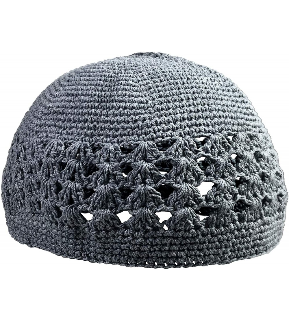 Skullies & Beanies Strechable One Size Stretchable Crochet Beanie Weave Kufi Skull Cap - Gray - CR18N94XKCC $9.37