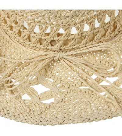 Cowboy Hats Women Straw Hat Hollow Out Cowboy Cowgirl Sun Hat Summer Beach Straw Cowboy Hat - Khaki - C518Q2YOKWU $15.09