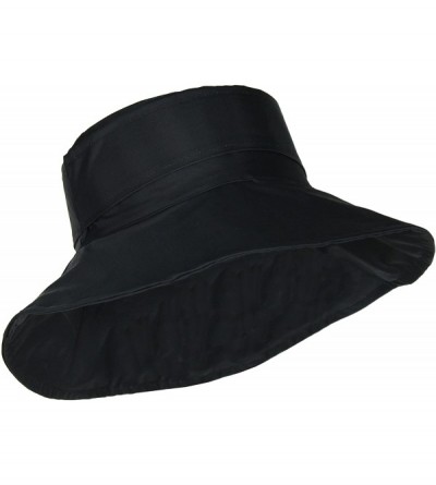 Bucket Hats Cute Bucket Rain Hat w/Buckle Accent- 3.5 inch Wide Brim- Roll-Up Packable - Black - C612CP2KG6P $27.37