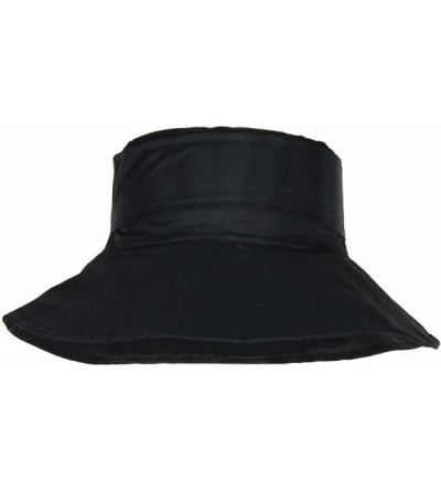 Bucket Hats Cute Bucket Rain Hat w/Buckle Accent- 3.5 inch Wide Brim- Roll-Up Packable - Black - C612CP2KG6P $58.16