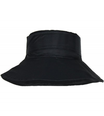 Bucket Hats Cute Bucket Rain Hat w/Buckle Accent- 3.5 inch Wide Brim- Roll-Up Packable - Black - C612CP2KG6P $27.37