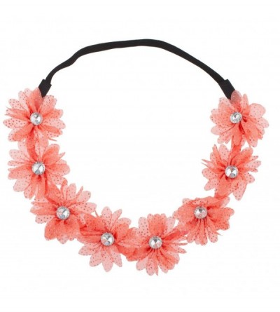 Headbands Pink Fabric Spotted Crystal Floral Flower Stretch Headband Head Band - Spotted Pink - C0121HOKQK3 $21.35