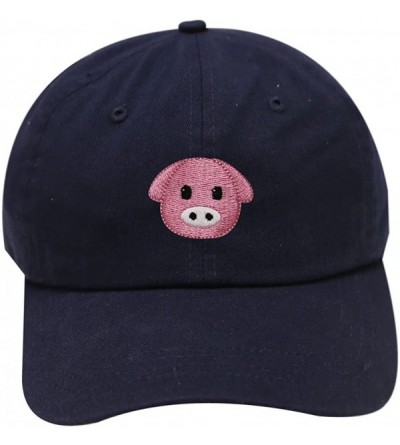 Baseball Caps Pig Emoji Cotton Baseball Dad Cap - Navy - CI17YSNL26T $12.32