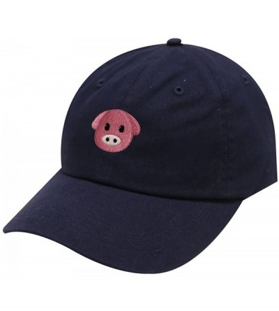 Baseball Caps Pig Emoji Cotton Baseball Dad Cap - Navy - CI17YSNL26T $12.32