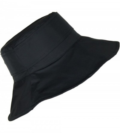 Bucket Hats Cute Bucket Rain Hat w/Buckle Accent- 3.5 inch Wide Brim- Roll-Up Packable - Black - C612CP2KG6P $27.37