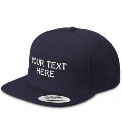 Baseball Caps Snapback Hats for Men & Women Custom Personalized Text Flat Bill Baseball Cap - Navy - CO18IET0DIC $44.57