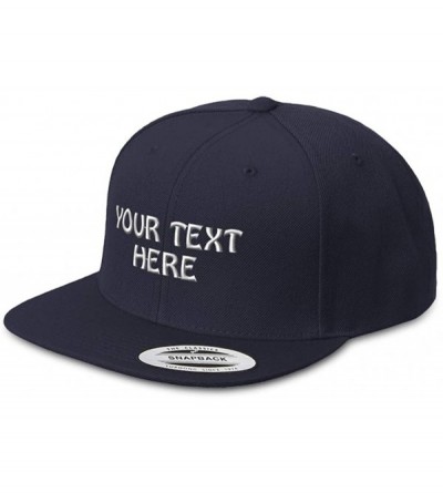 Baseball Caps Snapback Hats for Men & Women Custom Personalized Text Flat Bill Baseball Cap - Navy - CO18IET0DIC $21.42