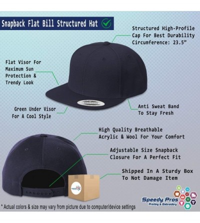 Baseball Caps Snapback Hats for Men & Women Custom Personalized Text Flat Bill Baseball Cap - Navy - CO18IET0DIC $21.42