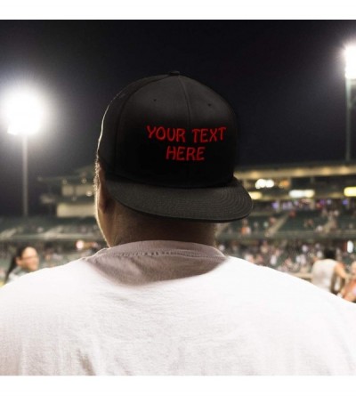 Baseball Caps Snapback Hats for Men & Women Custom Personalized Text Flat Bill Baseball Cap - Navy - CO18IET0DIC $21.42