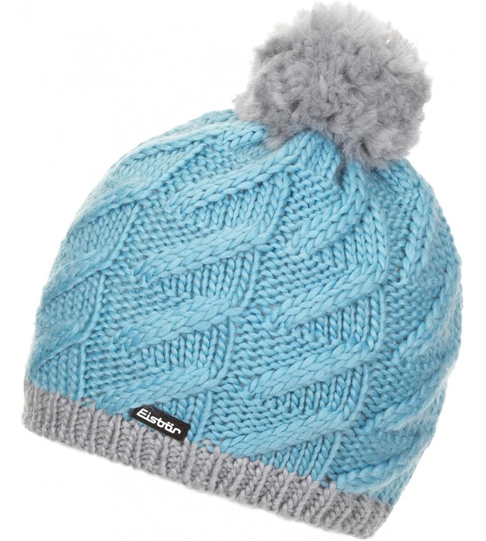 Skullies & Beanies Asteria Pompon Winter Hat- SkyBlue/Light Grey Melange - C718S9AGXYY $24.21