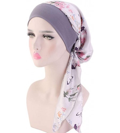 Skullies & Beanies Women Vintage Silky Turbans Head Scarf Elastic Wide Band Multifunction Printing Hat Chemo Hair Loss Cap - ...