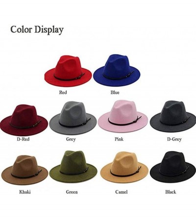 Fedoras Hat Set-Head Decor Vintage Solid Color Felt Wide Brim Bowler Fedora Hat Winter Floppy Women Cap - Camel - CI18A02R29X...