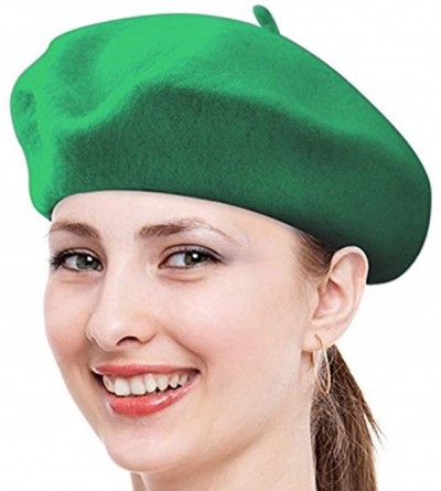 Berets Classic Lady Women Warm Wool Blend French Artist Beret Beanie Winter Hat Ski Cap - Green - CG18MDKZX8N $7.24