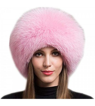 Bomber Hats New Women's Real Fox Fur Hats Leather Outdoor Warm Winter Hats - Pink - C0192MZ6QDT $96.73
