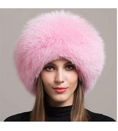Bomber Hats New Women's Real Fox Fur Hats Leather Outdoor Warm Winter Hats - Pink - C0192MZ6QDT $32.61