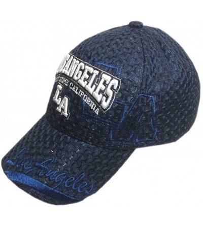 Baseball Caps 3D Embroidered Mesh Los Angeles LA Print Baseball Cap Hat - Navy Blue - C712C231LLL $16.47