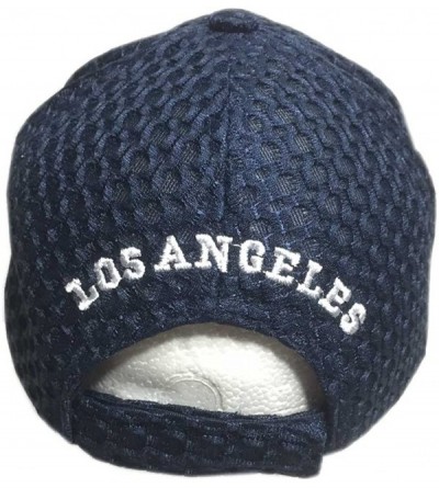 Baseball Caps 3D Embroidered Mesh Los Angeles LA Print Baseball Cap Hat - Navy Blue - C712C231LLL $16.47
