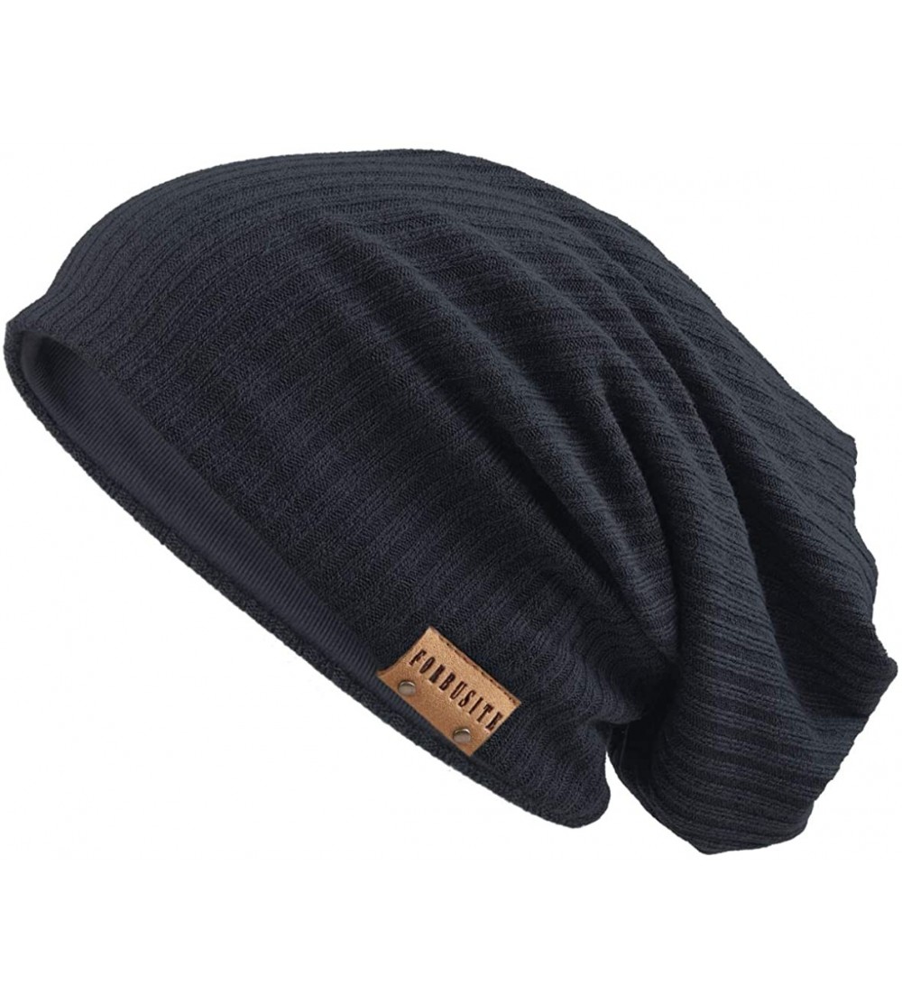 Skullies & Beanies Men Slouch Beanie Knit Long Oversized Skull Cap for Winter Summer N010 - B011s-black - CB18HYN70W8 $17.11