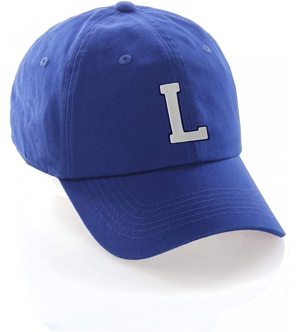 Baseball Caps Customized Letter Intial Baseball Hat A to Z Team Colors- Blue Cap Navy White - Letter L - C418NTD9OXD $16.29