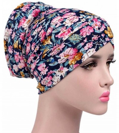 Skullies & Beanies Women Girl Floral Embroidery Chemo Hat Beanie Turban Wrap Cap for Cancer - D - C9185A4QYUD $10.15