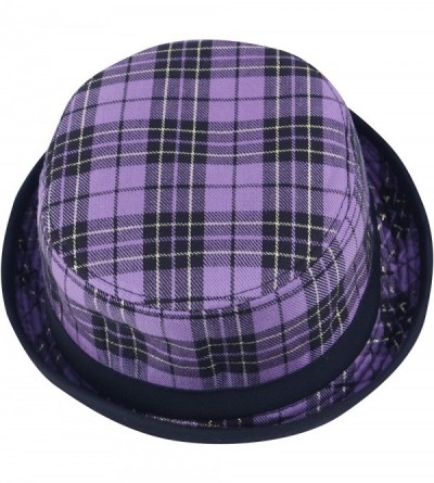 Baseball Caps New Roll Up Check Style Trendy Free & Plus Bucket Big Size Cap Golf Dad Hat - Purple - CY18QS0NAGQ $35.86