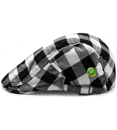 Newsboy Caps Checker Check Plaid Tartan Newsboy Beret Cap Hat FFH032 - Ffh317blk - C712GAPIBK5 $34.94