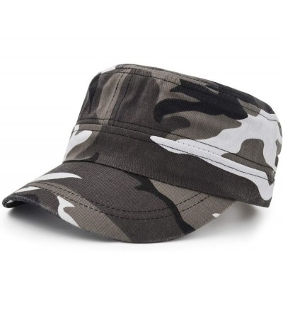 Baseball Caps Flat Top Baseball Cap- Men Women Cotton Baseball Twill Army Millitary Hat Cap - Grey - CZ18CHAZ2AI $8.96