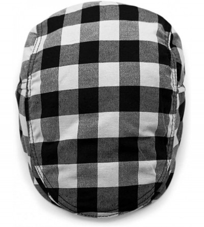 Newsboy Caps Checker Check Plaid Tartan Newsboy Beret Cap Hat FFH032 - Ffh317blk - C712GAPIBK5 $17.47