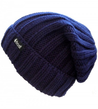 Skullies & Beanies Fall Winter Unisex Slouchy Rolled Cuff Hat Beanie - Navy Blue - CR11CDTA1SD $26.61