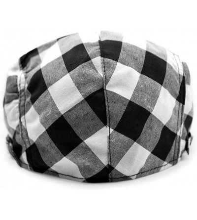 Newsboy Caps Checker Check Plaid Tartan Newsboy Beret Cap Hat FFH032 - Ffh317blk - C712GAPIBK5 $17.47