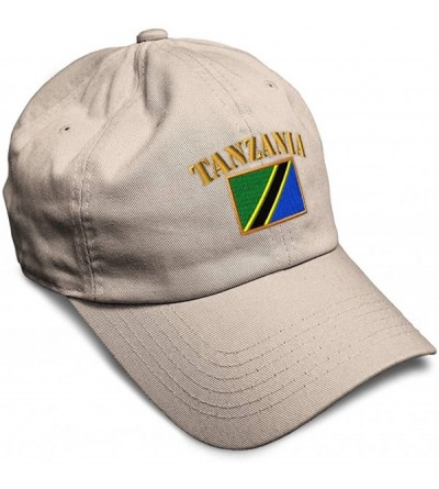 Baseball Caps Soft Baseball Cap Tanzania Flag Embroidery Twill Cotton Dad Hats for Men & Women - Stone - CM18YSRE8IO $26.63