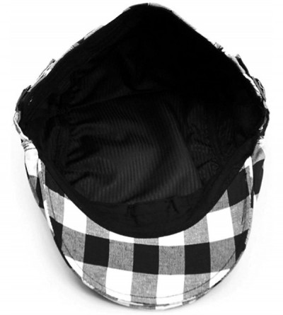 Newsboy Caps Checker Check Plaid Tartan Newsboy Beret Cap Hat FFH032 - Ffh317blk - C712GAPIBK5 $17.47