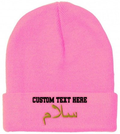 Skullies & Beanies Custom Beanie for Men & Women Peace Salam Arabic A Embroidery Skull Cap Hat - Soft Pink - CJ18ZWOCA8Z $17.91
