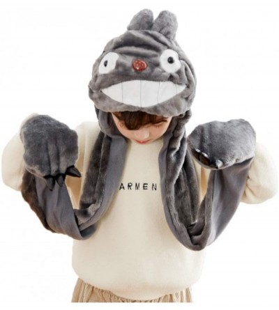 Skullies & Beanies Novelty Animal Cosplay Cap - Warm Headwraps with Mittens (Totoro Without Finger Puppets) - CY11QG0EGWX $15.25