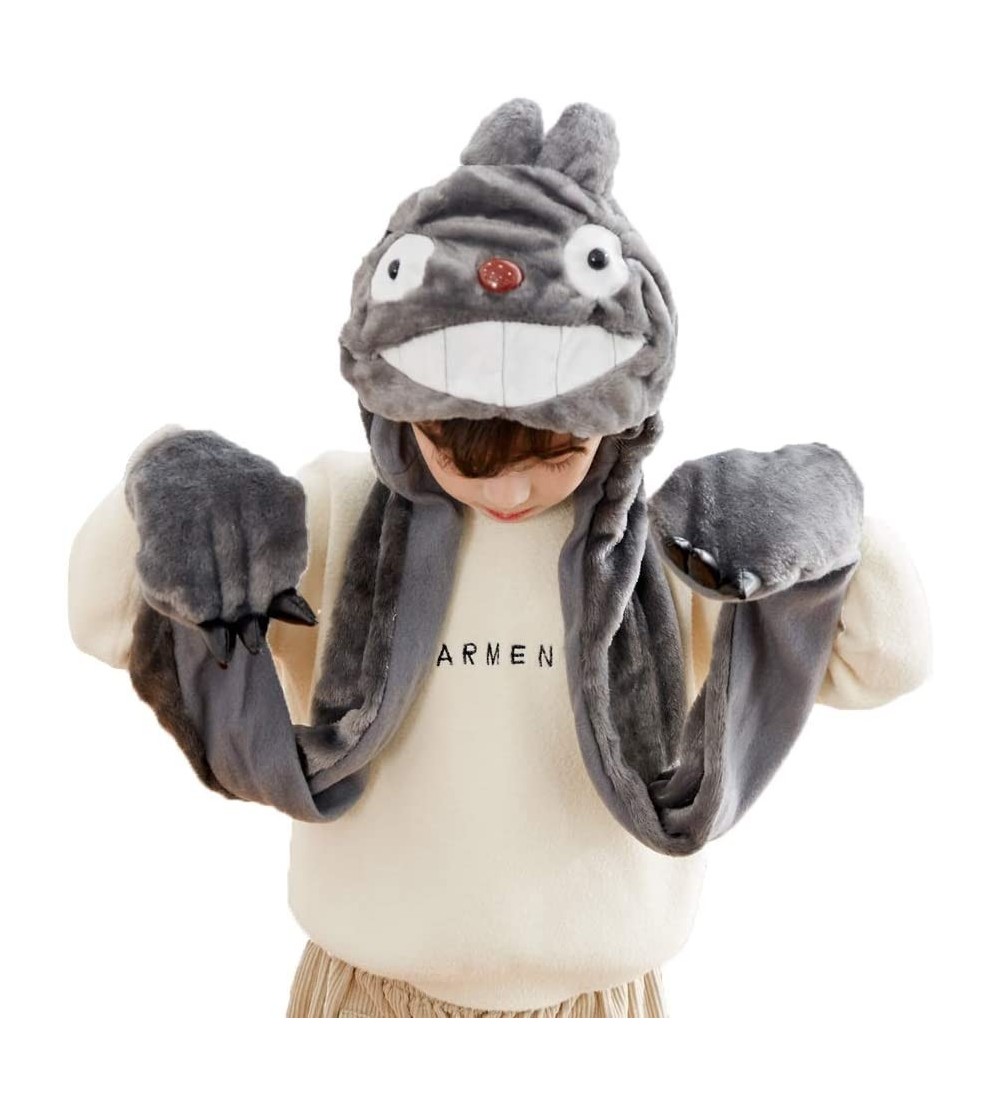 Skullies & Beanies Novelty Animal Cosplay Cap - Warm Headwraps with Mittens (Totoro Without Finger Puppets) - CY11QG0EGWX $15.25
