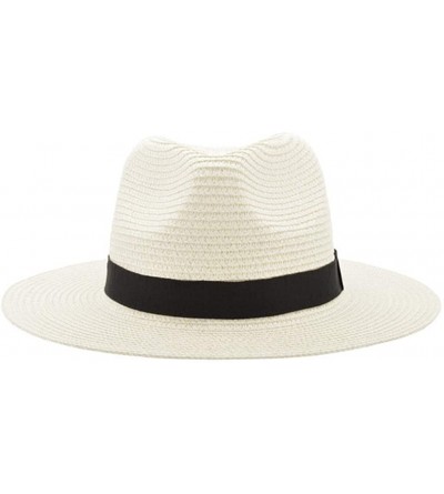 Fedoras Unisex Beach Straw Hat Jazz Sunshade Panama Trilby Fedora Hat Gangster Cap Straw hat Summer Best 2019 New - C318QYE6T...