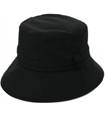 Bucket Hats Womens Bucket Sun Hat UPF 50 Chin Strap Adjustable Breathable - Black89024 - CD18NA5O3ES $17.98