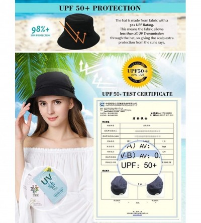 Bucket Hats Womens Bucket Sun Hat UPF 50 Chin Strap Adjustable Breathable - Black89024 - CD18NA5O3ES $17.98